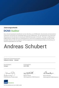 DGNB_Zulassungsurkunde_Auditor_2022_Schubert